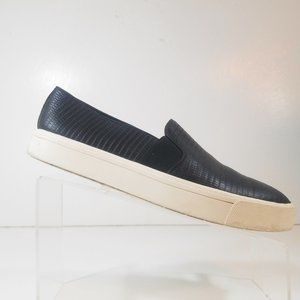 Vince Women Shoes Black Flats Leather Snake Slip On Loafers Sz 8.5 M /38.5